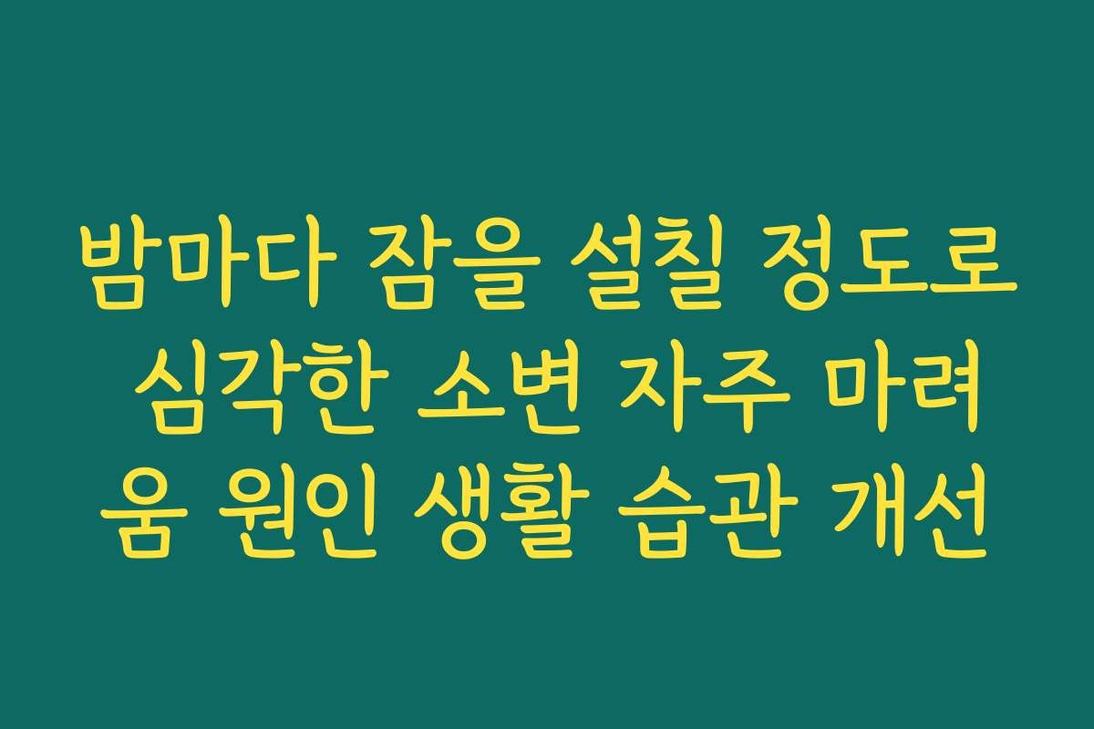 밤마다 잠을 설칠 정도로 심각한 소변 자주 마려움 원인 생활 습관 개선 밤마다 잠을 설칠 정도로 심각한 소변 자주 마려움 원인 생활 습관 개선