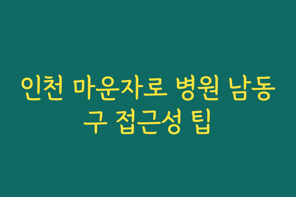 인천 마운자로 병원 남동구 접근성 팁