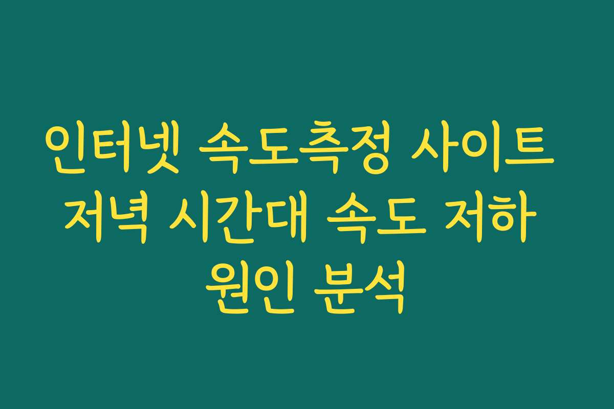 인터넷 속도측정 사이트 저녁 시간대 속도 저하 원인 분석