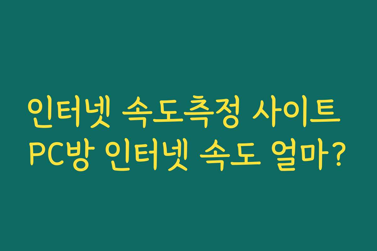 인터넷 속도측정 사이트 PC방 인터넷 속도 얼마?