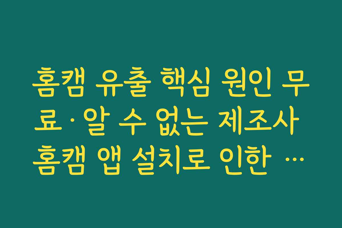 홈캠 유출 핵심 원인 무료·알 수 없는 제조사 홈캠 앱 설치로 인한 악성코드 감염