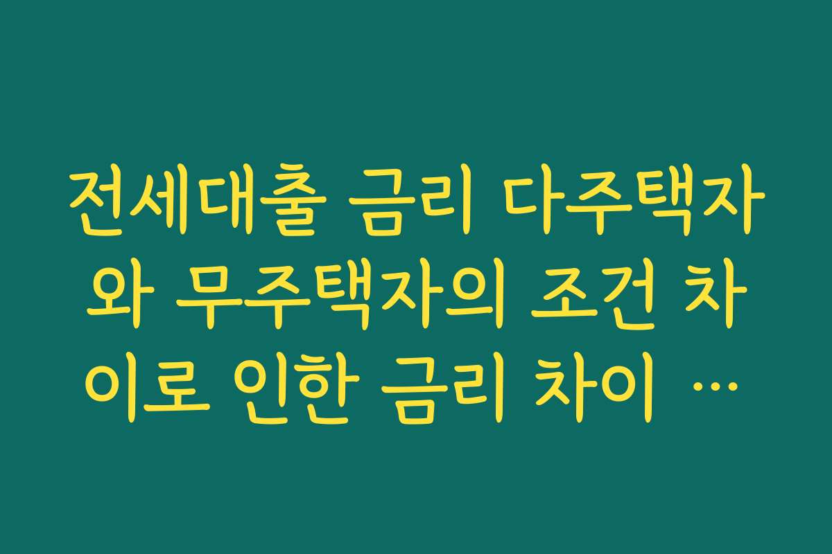 전세대출 금리 다주택자와 무주택자의 조건 차이로 인한 금리 차이 살펴보기