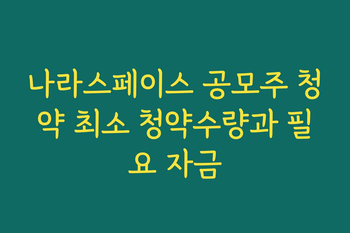 나라스페이스 공모주 청약 최소 청약수량과 필요 자금 나라스페이스 공모주 청약 최소 청약수량과 필요 자금