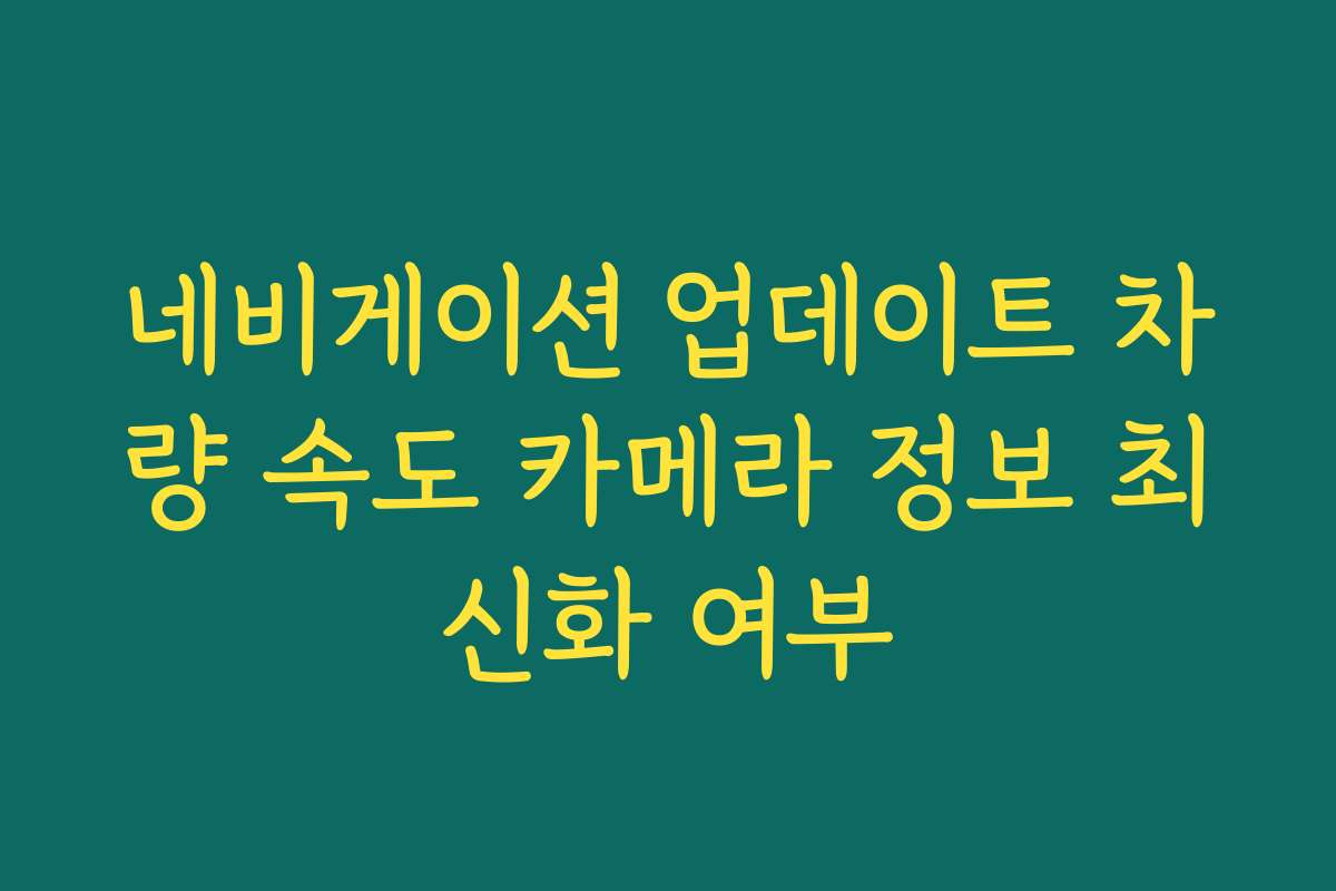 네비게이션 업데이트 차량 속도 카메라 정보 최신화 여부
