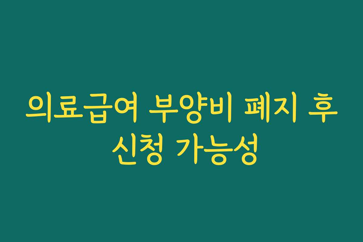 의료급여 부양비 폐지 후 신청 가능성 의료급여 부양비 폐지 후 신청 가능성