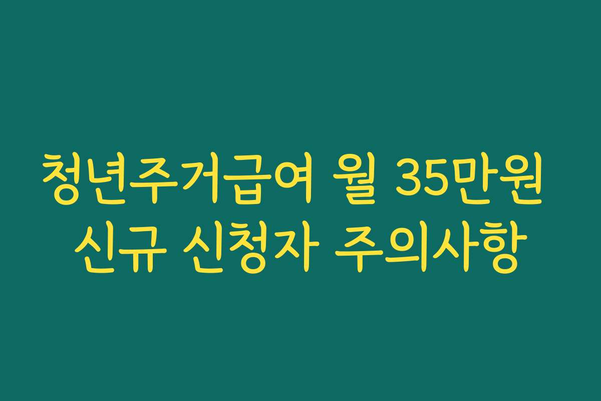 청년주거급여 월 35만원 신규 신청자 주의사항 청년주거급여 월 35만원 신규 신청자 주의사항