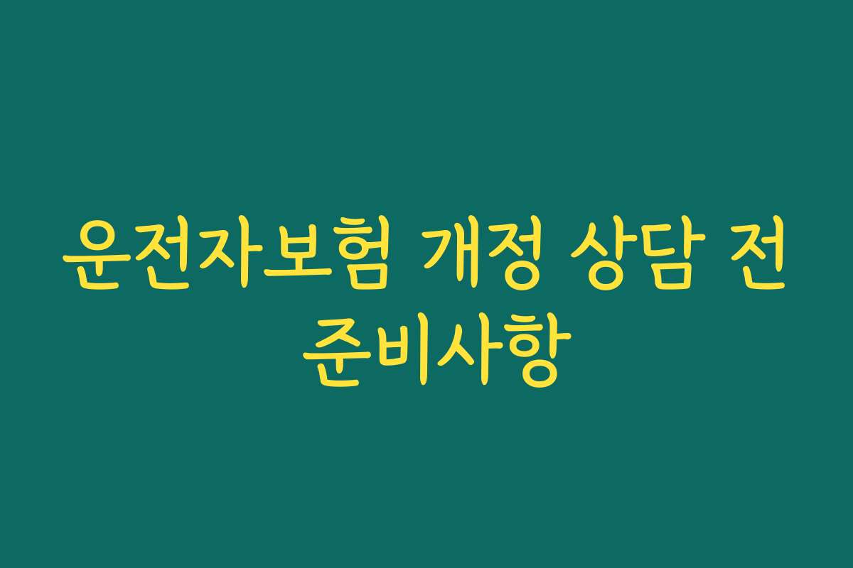 운전자보험 개정 상담 전 준비사항 운전자보험 개정 상담 전 준비사항