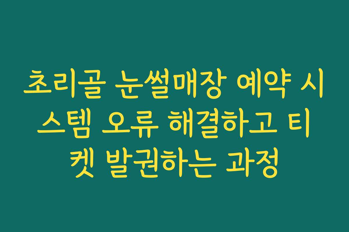 초리골 눈썰매장 예약 시스템 오류 해결하고 티켓 발권하는 과정