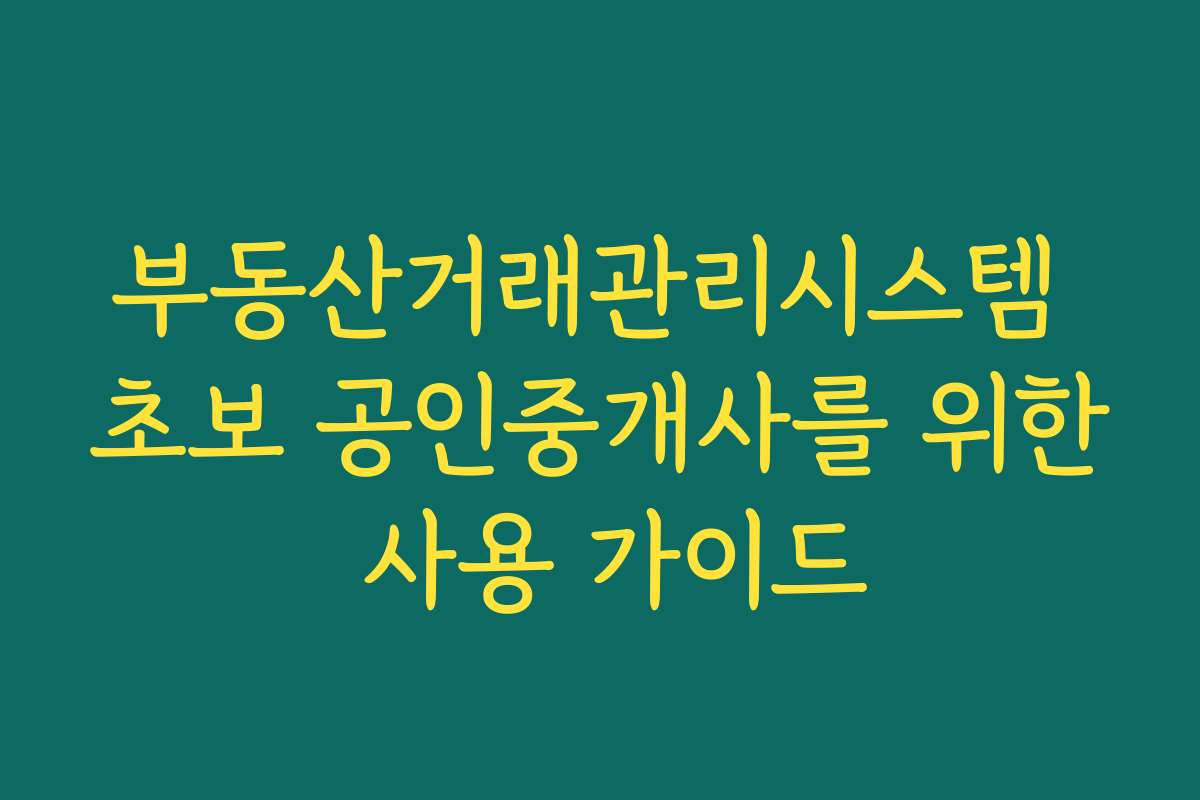 부동산거래관리시스템 초보 공인중개사를 위한 사용 가이드 부동산거래관리시스템 초보 공인중개사를 위한 사용 가이드