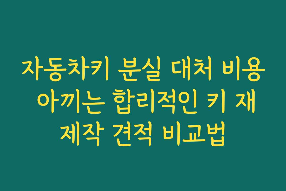 자동차키 분실 대처 비용 아끼는 합리적인 키 재제작 견적 비교법