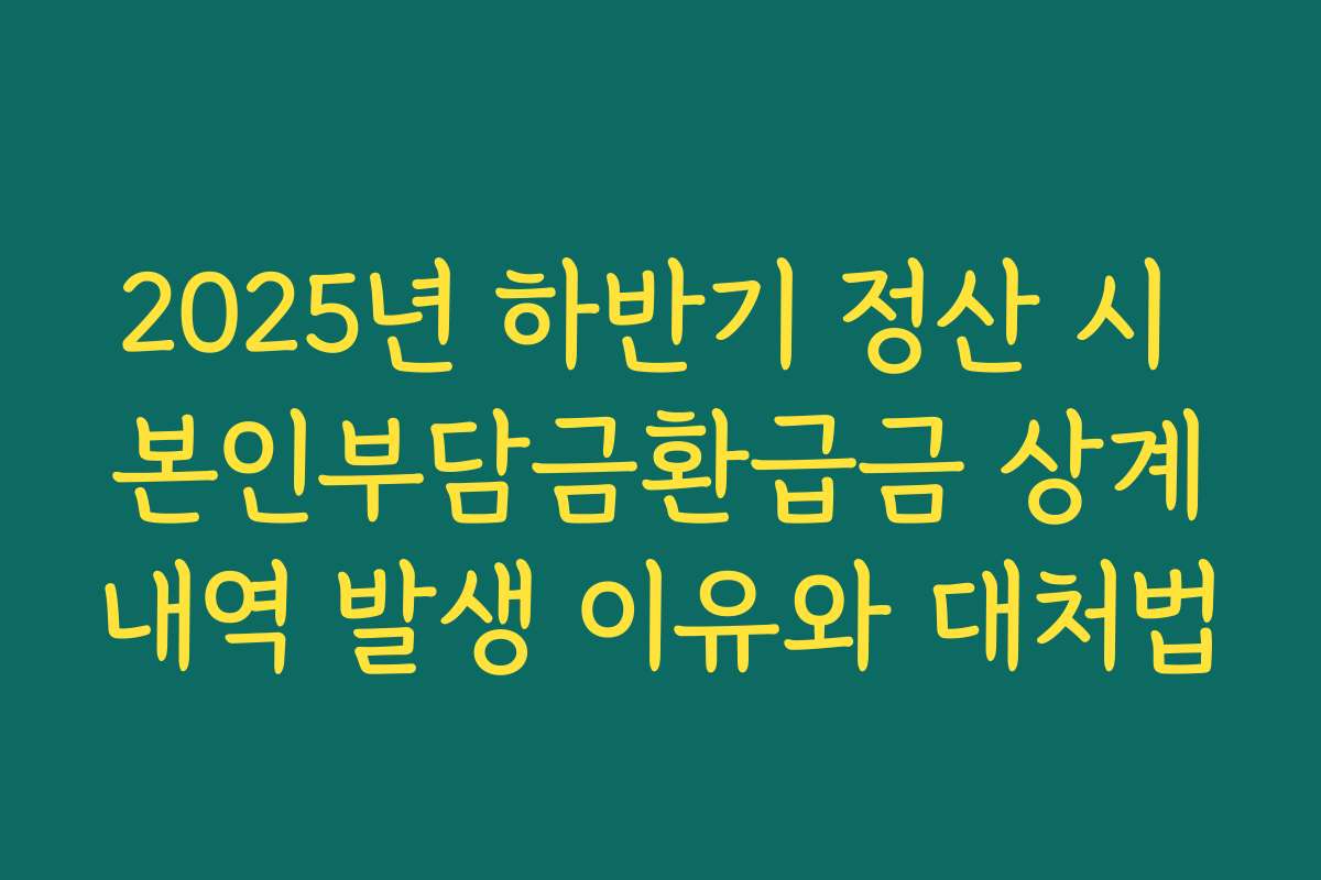 2025년 하반기 정산 시 본인부담금환급금 상계내역 발생 이유와 대처법