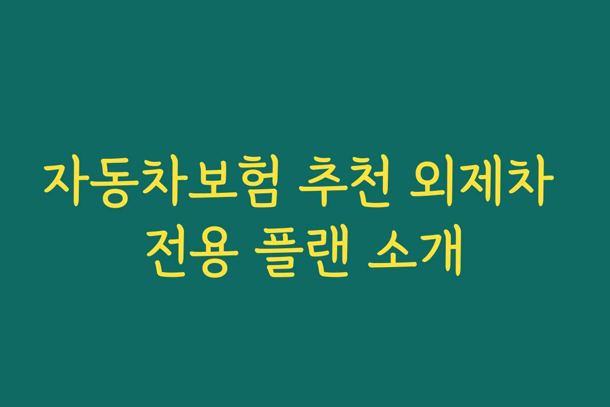 자동차보험 추천 외제차 전용 플랜 소개 자동차보험 추천 외제차 전용 플랜 소개