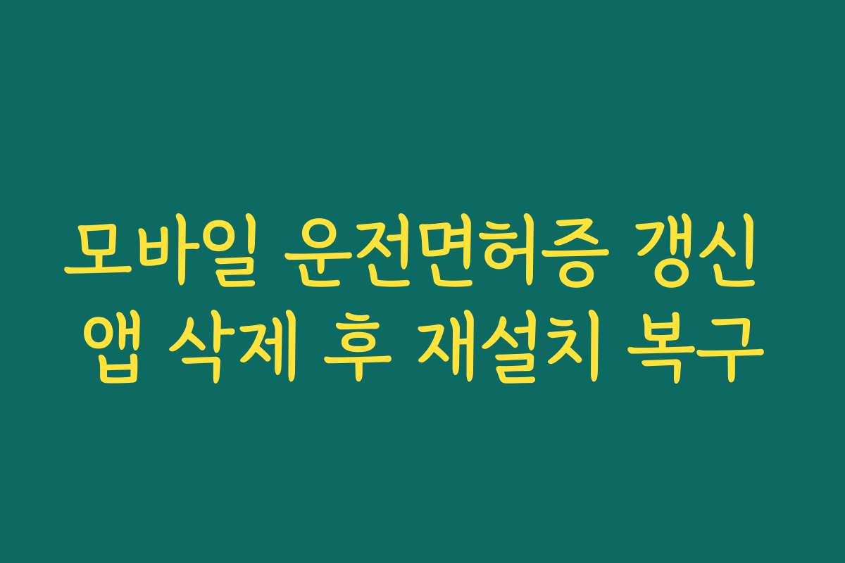 모바일 운전면허증 갱신 앱 삭제 후 재설치 복구