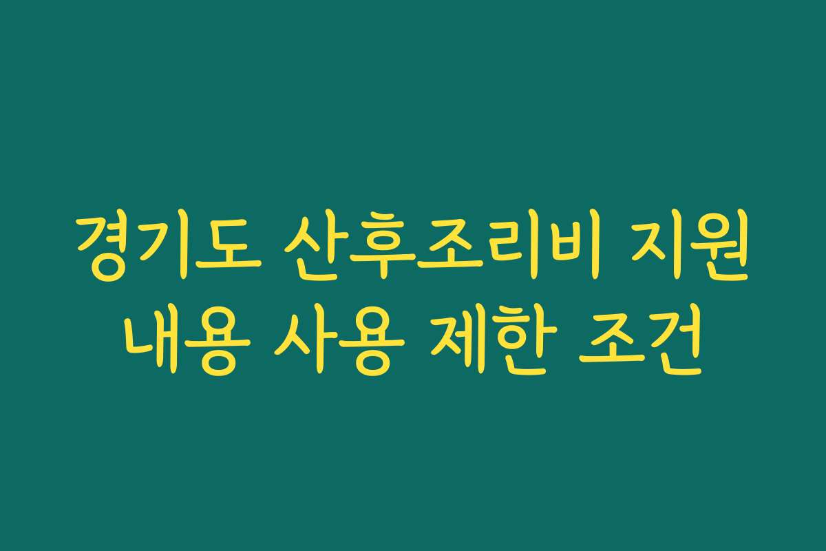 경기도 산후조리비 지원내용 사용 제한 조건
