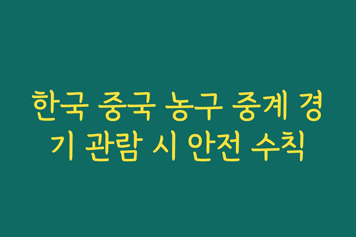 한국 중국 농구 중계 경기 관람 시 안전 수칙 한국 중국 농구 중계 경기 관람 시 안전 수칙