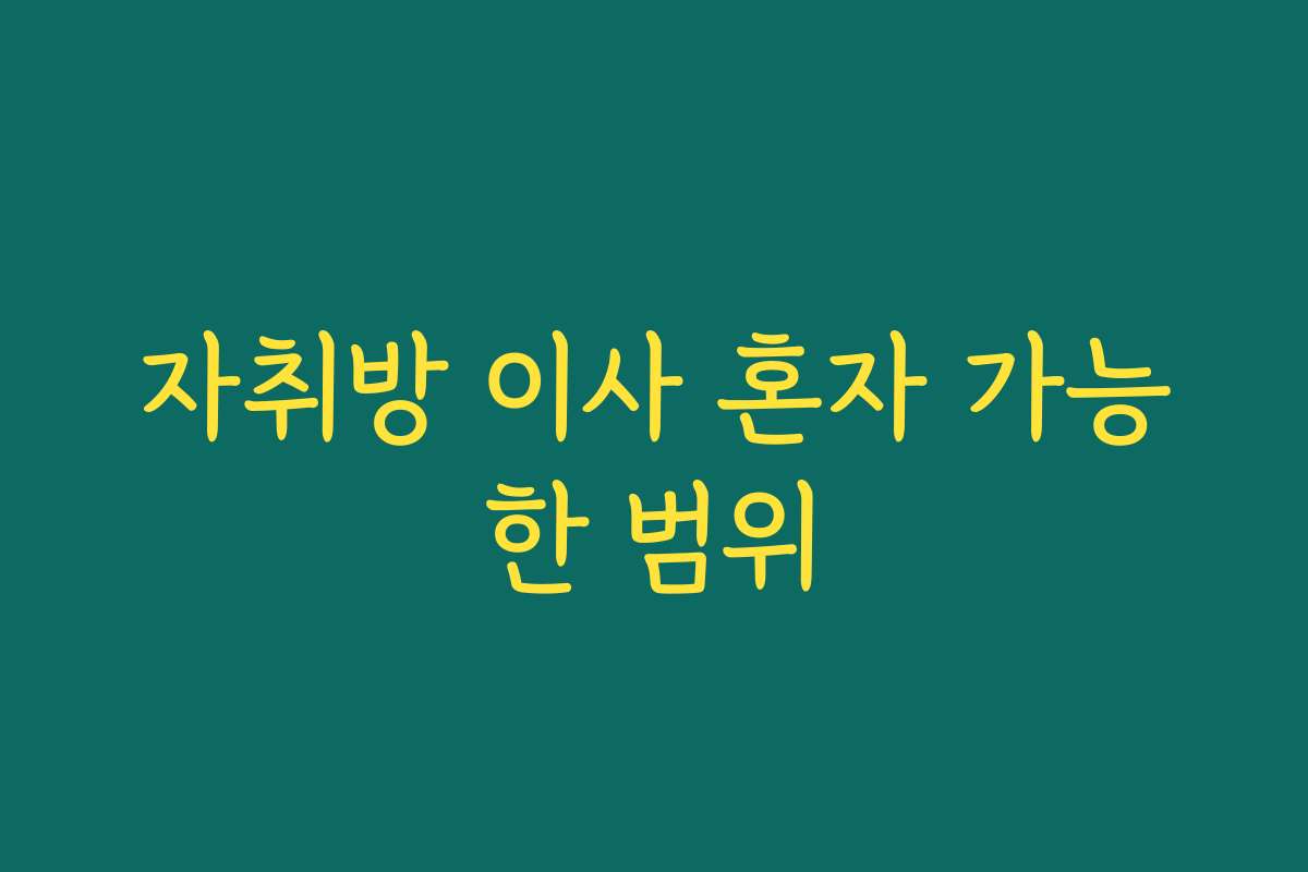 자취방 이사 혼자 가능한 범위