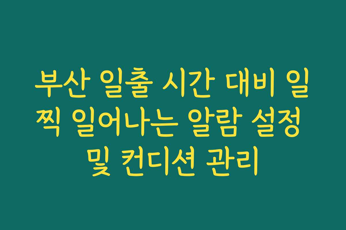 부산 일출 시간 대비 일찍 일어나는 알람 설정 및 컨디션 관리