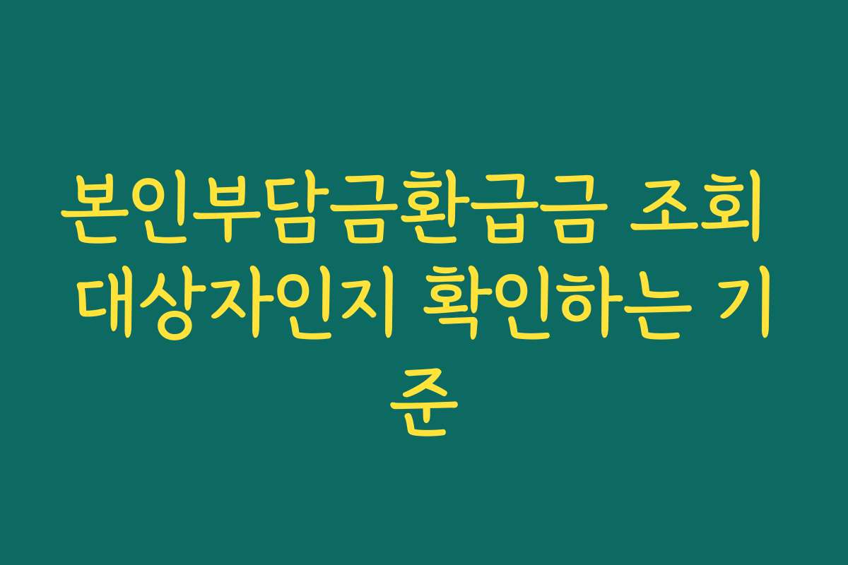 본인부담금환급금 조회 대상자인지 확인하는 기준 본인부담금환급금 조회 대상자인지 확인하는 기준