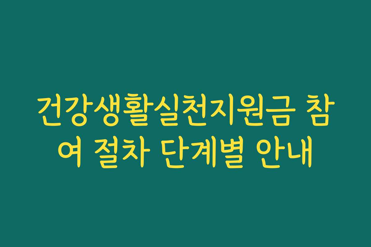 건강생활실천지원금 참여 절차 단계별 안내