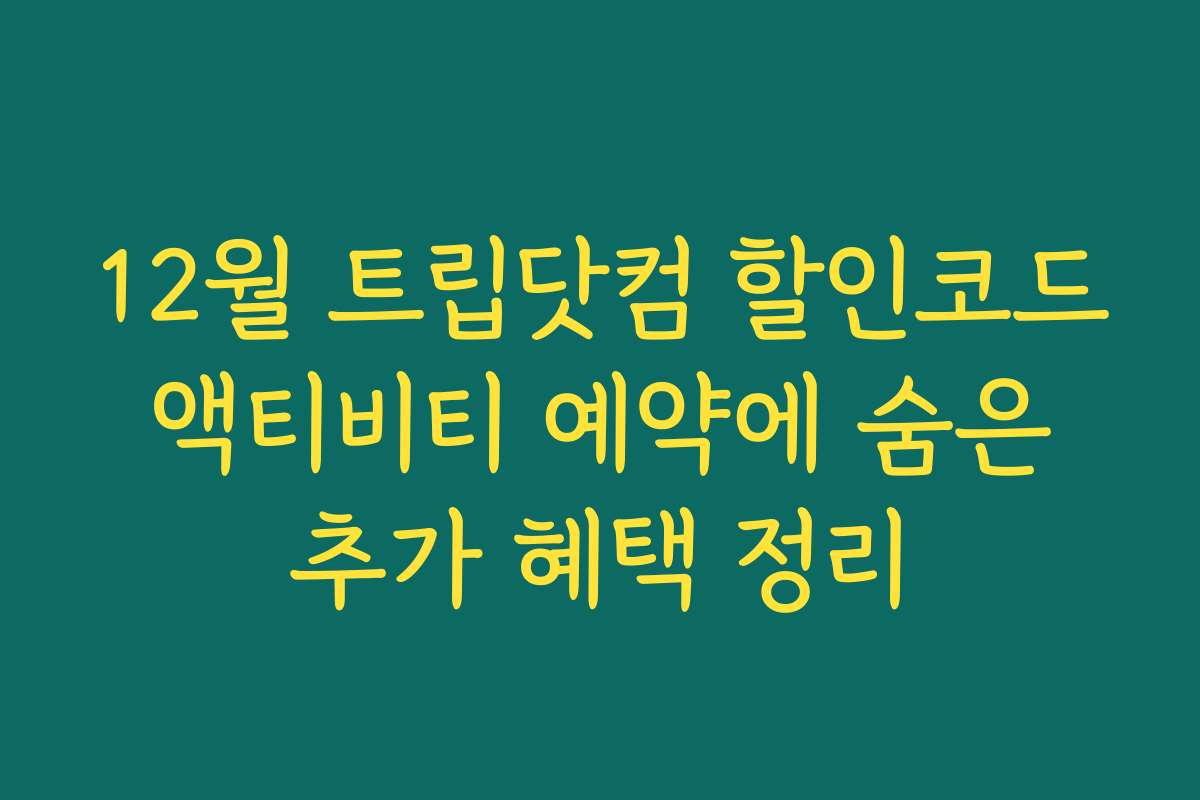 12월 트립닷컴 할인코드 액티비티 예약에 숨은 추가 혜택 정리