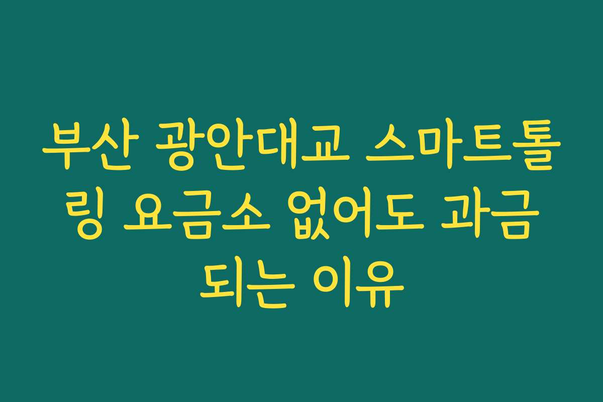부산 광안대교 스마트톨링 요금소 없어도 과금되는 이유