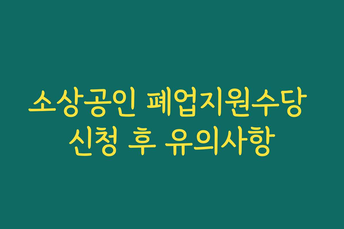 소상공인 폐업지원수당 신청 후 유의사항 소상공인 폐업지원수당 신청 후 유의사항