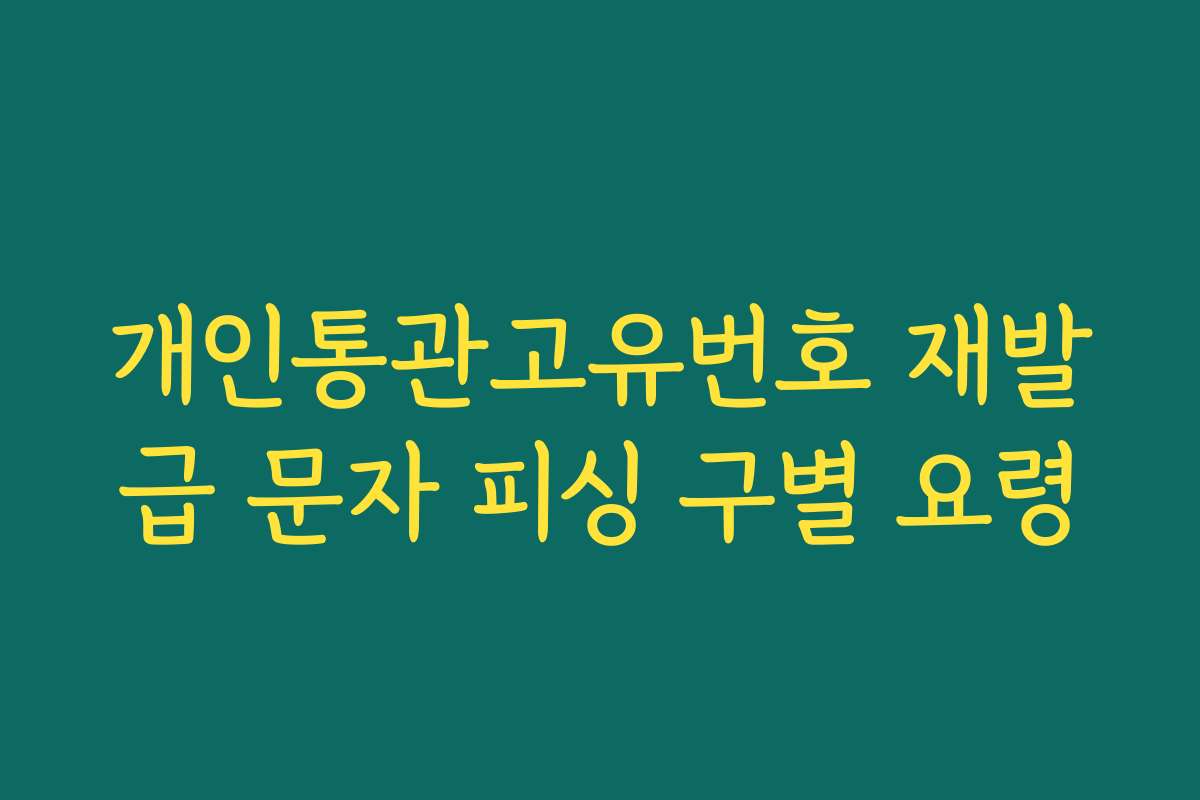 개인통관고유번호 재발급 문자 피싱 구별 요령 개인통관고유번호 재발급 문자 피싱 구별 요령