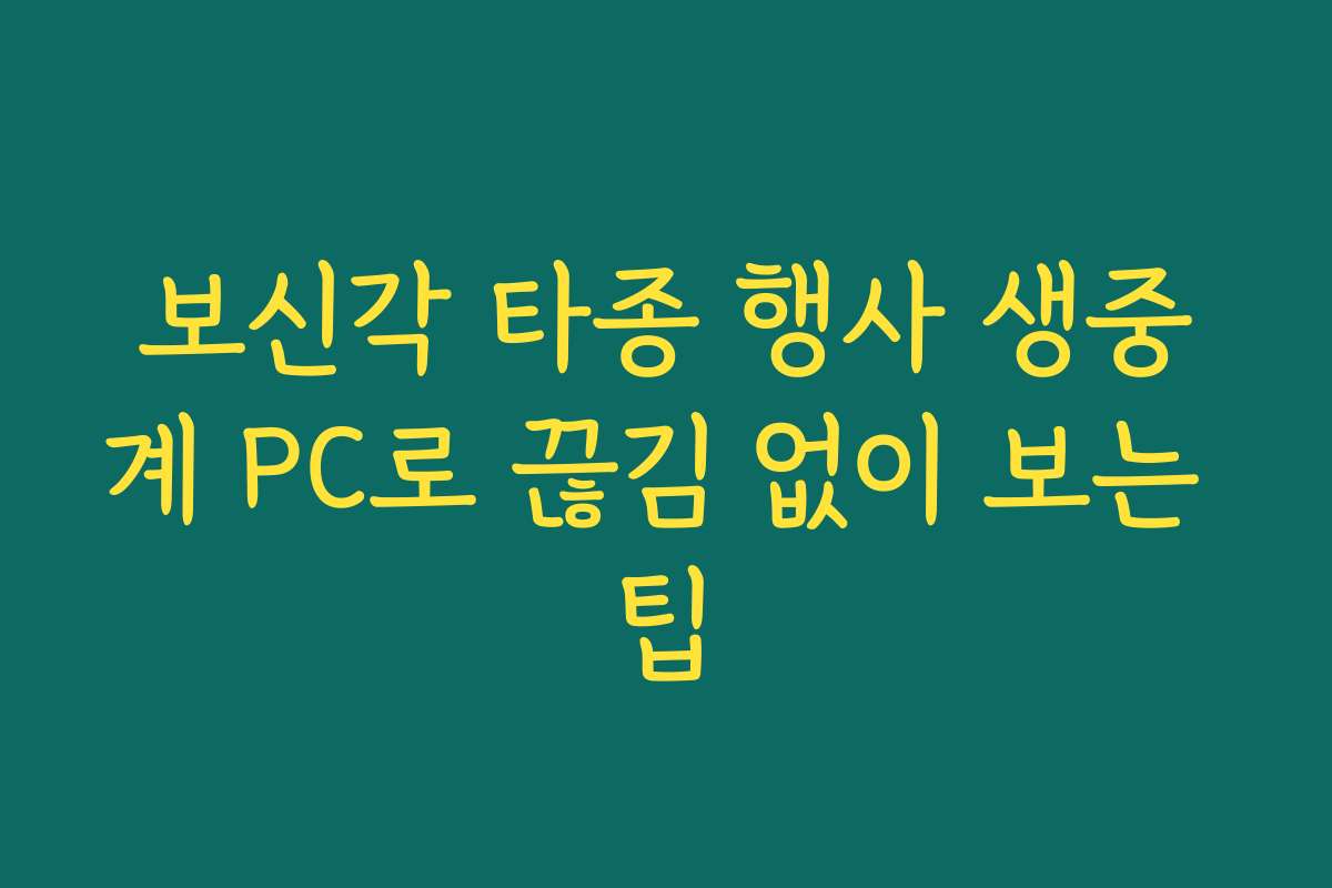 보신각 타종 행사 생중계 PC로 끊김 없이 보는 팁