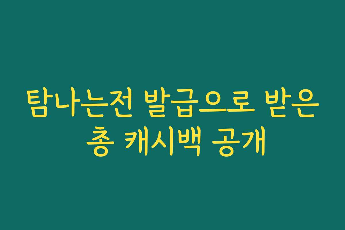 탐나는전 발급으로 받은 총 캐시백 공개