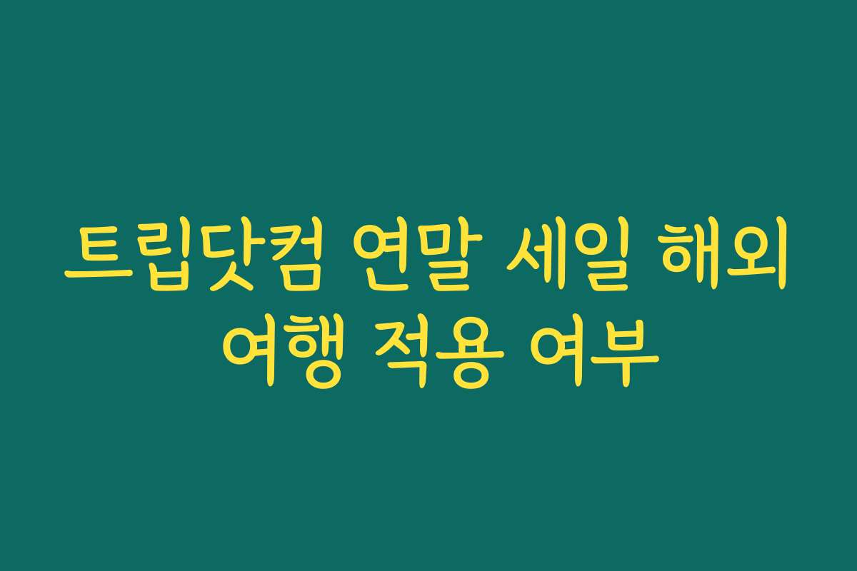 트립닷컴 연말 세일 해외 여행 적용 여부 트립닷컴 연말 세일 해외 여행 적용 여부