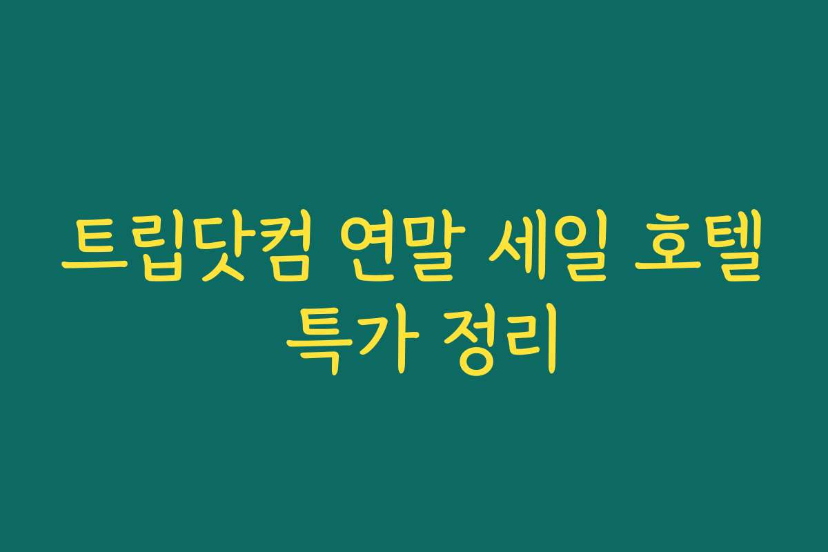 트립닷컴 연말 세일 호텔 특가 정리