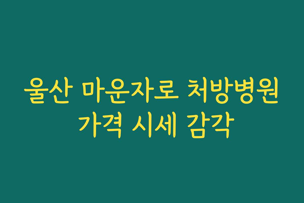 울산 마운자로 처방병원 가격 시세 감각