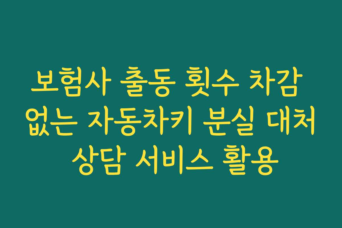 보험사 출동 횟수 차감 없는 자동차키 분실 대처 상담 서비스 활용