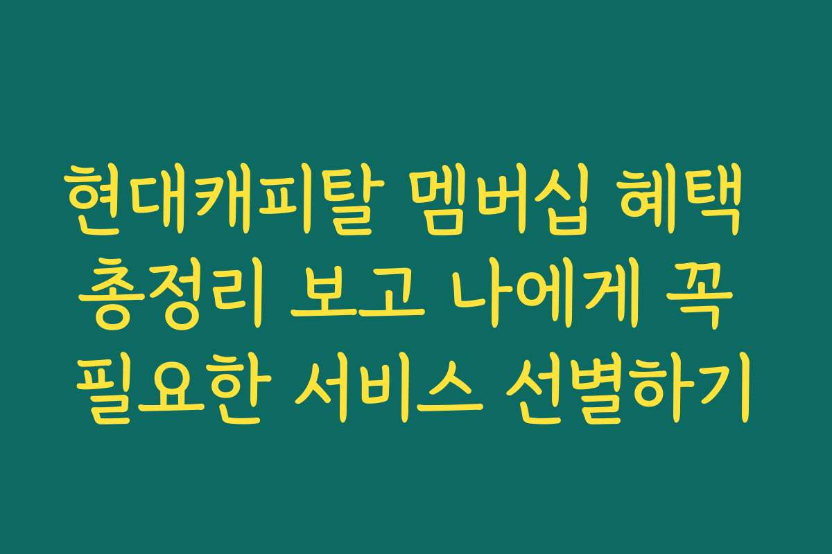현대캐피탈 멤버십 혜택 총정리 보고 나에게 꼭 필요한 서비스 선별하기