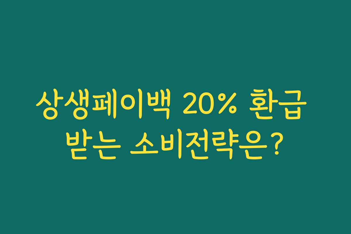 상생페이백 20% 환급 받는 소비전략은?