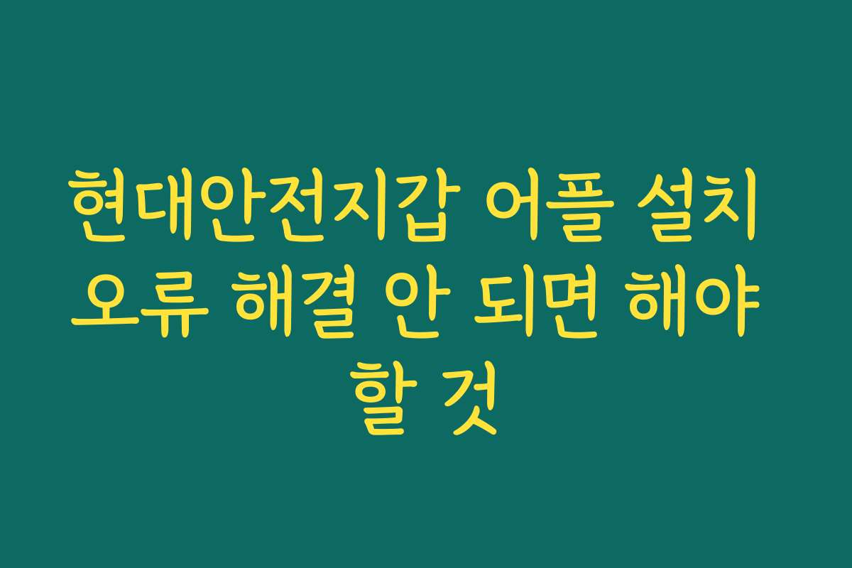 현대안전지갑 어플 설치 오류 해결 안 되면 해야 할 것