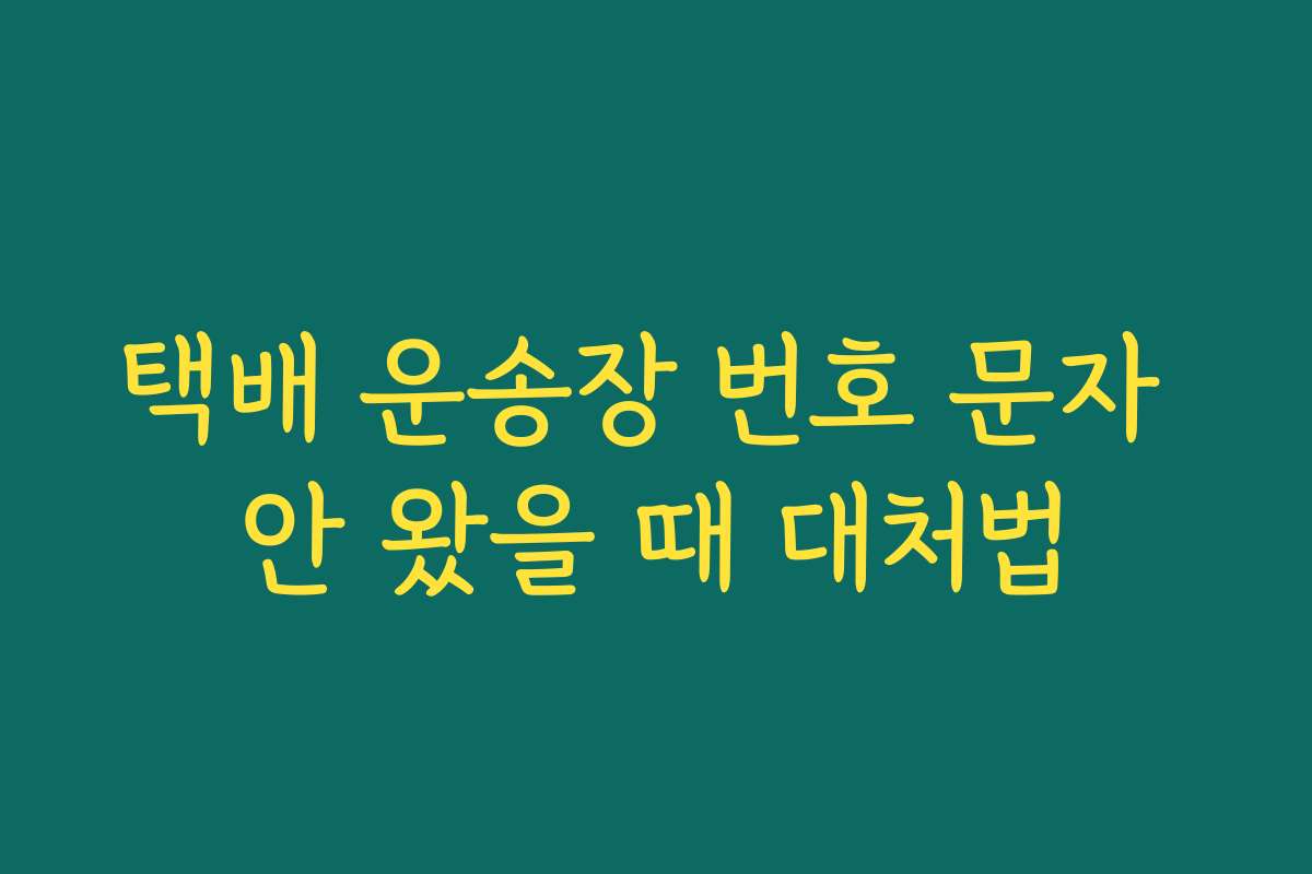 택배 운송장 번호 문자 안 왔을 때 대처법