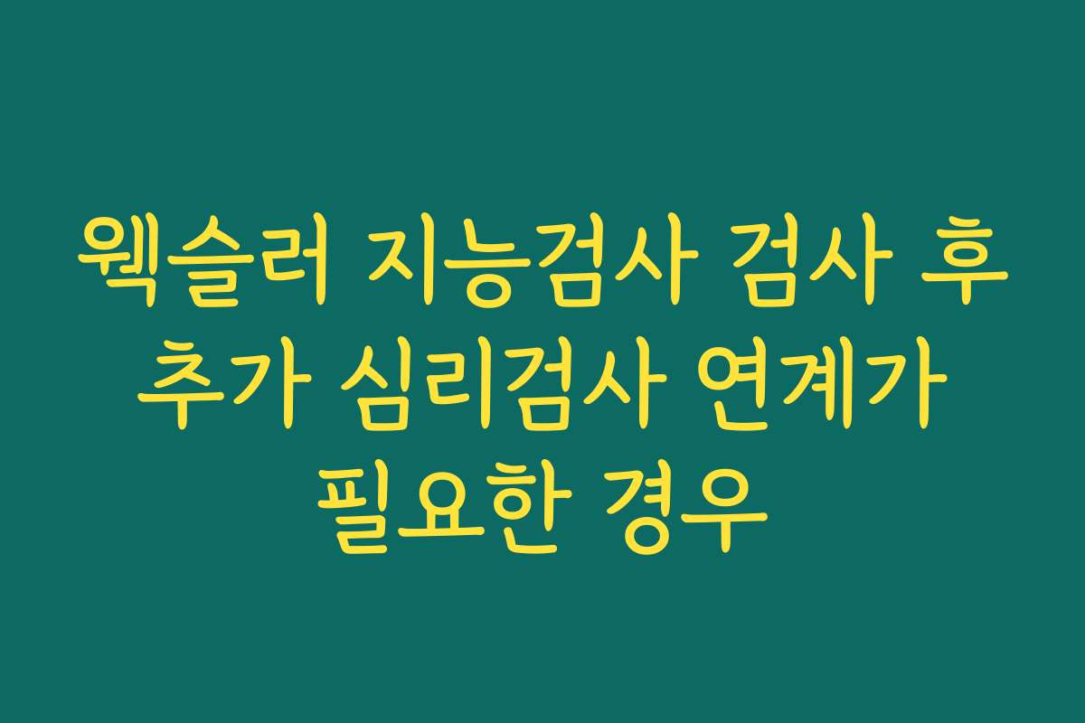 웩슬러 지능검사 검사 후 추가 심리검사 연계가 필요한 경우
