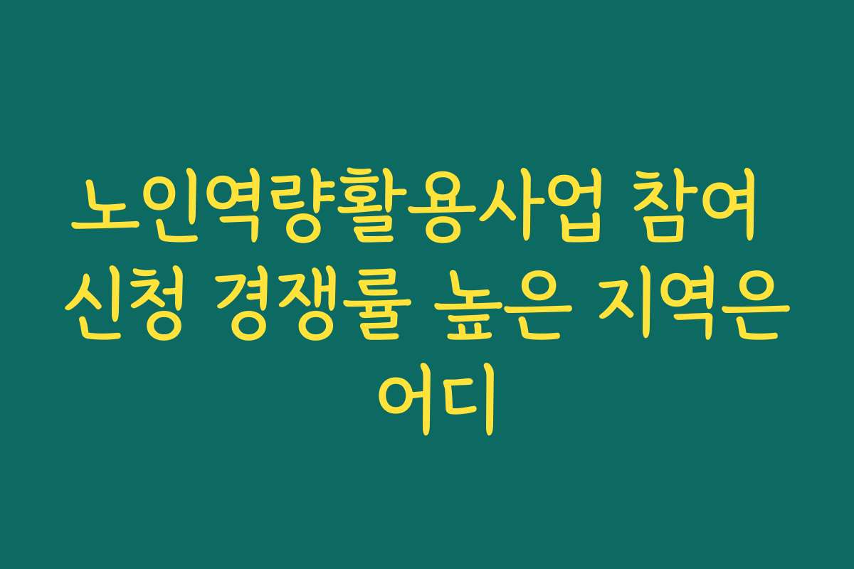 노인역량활용사업 참여 신청 경쟁률 높은 지역은 어디