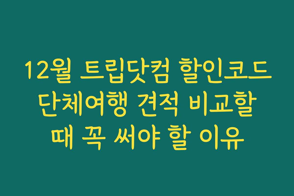 12월 트립닷컴 할인코드 단체여행 견적 비교할 때 꼭 써야 할 이유