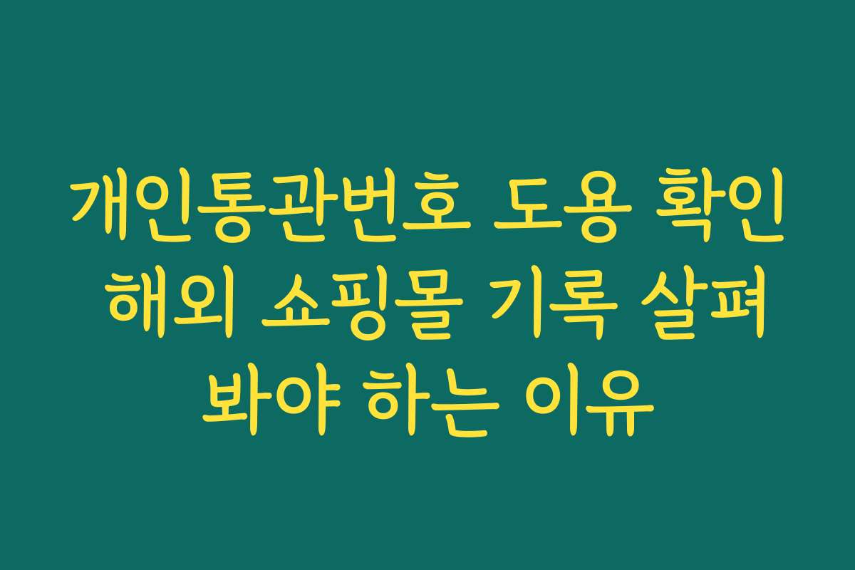 개인통관번호 도용 확인 해외 쇼핑몰 기록 살펴봐야 하는 이유