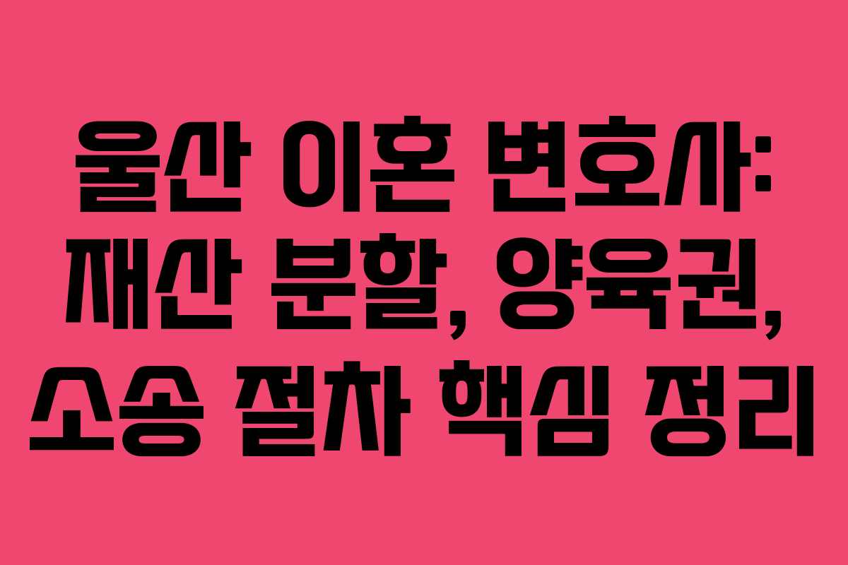 울산 이혼 변호사: 재산 분할, 양육권, 소송 절차 핵심 정리