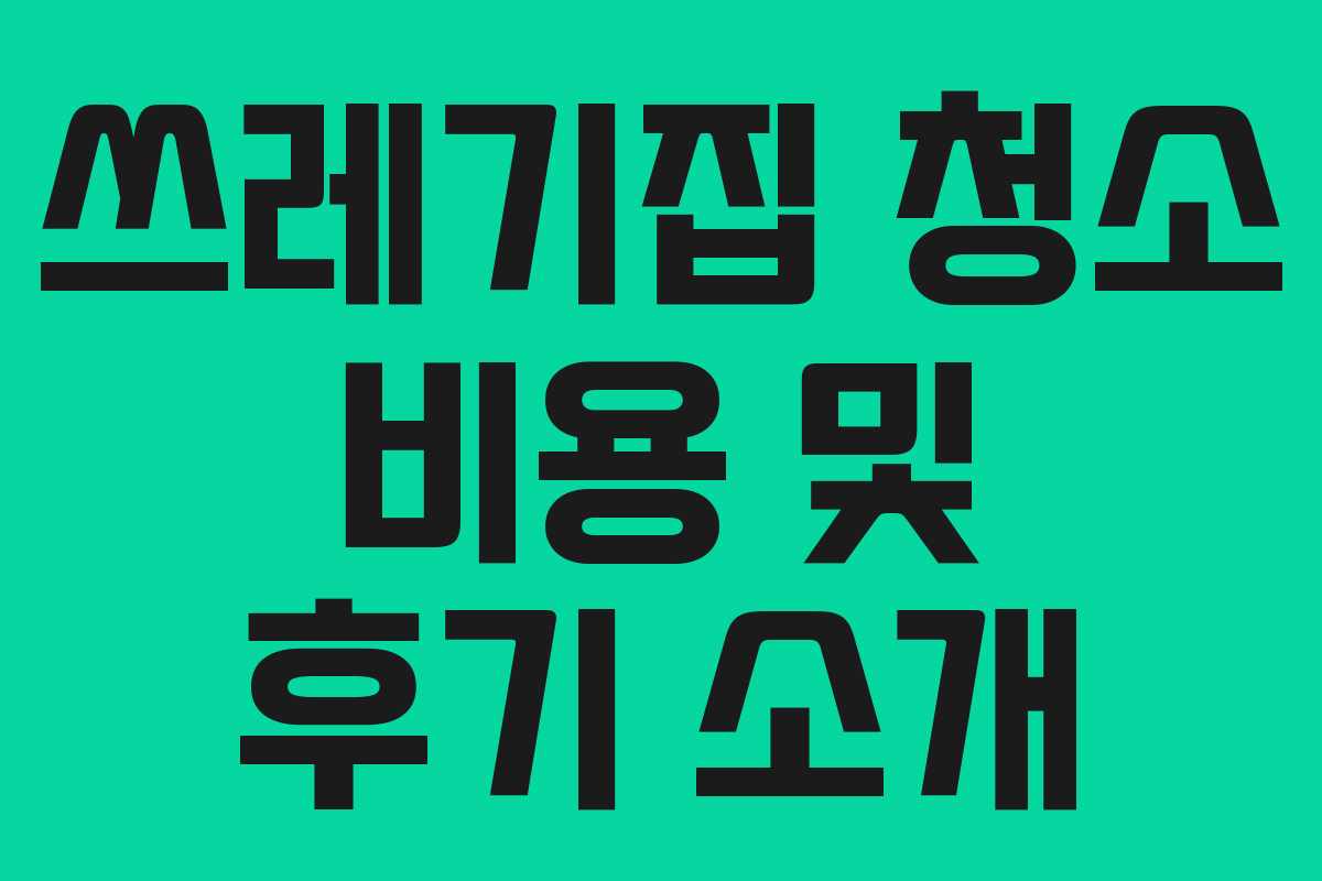 쓰레기집 청소 비용 및 후기 소개