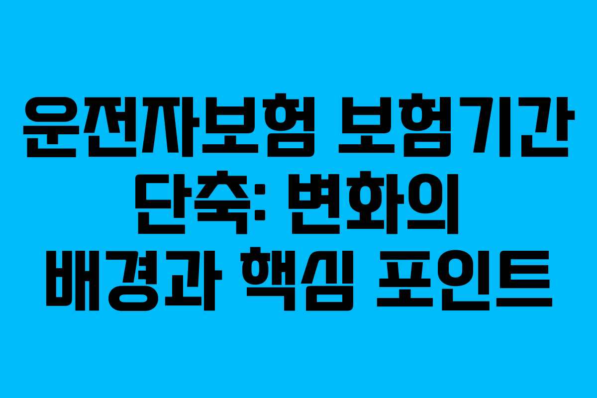 운전자보험 보험기간 단축: 변화의 배경과 핵심 포인트