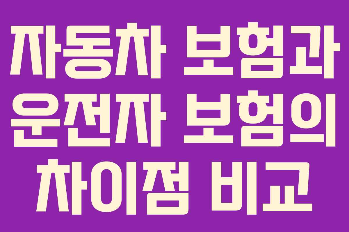 자동차 보험과 운전자 보험의 차이점 비교