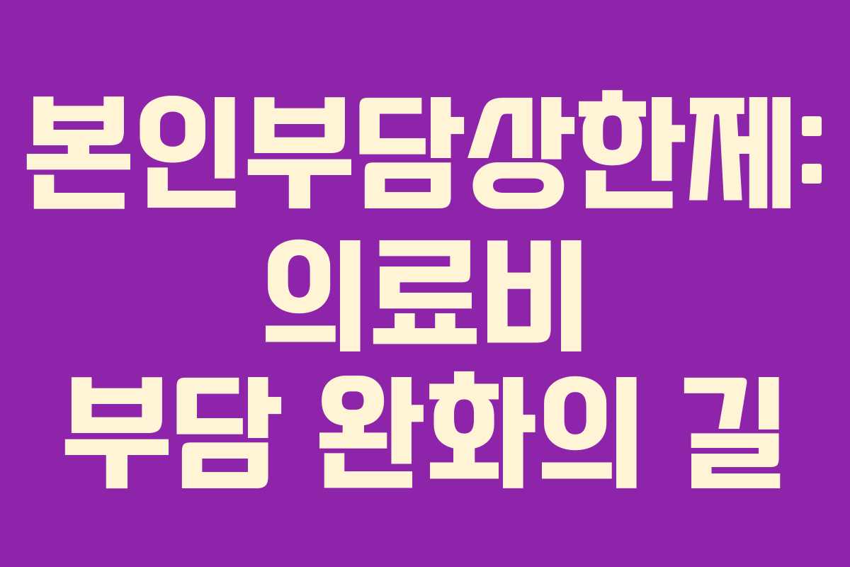 본인부담상한제: 의료비 부담 완화의 길