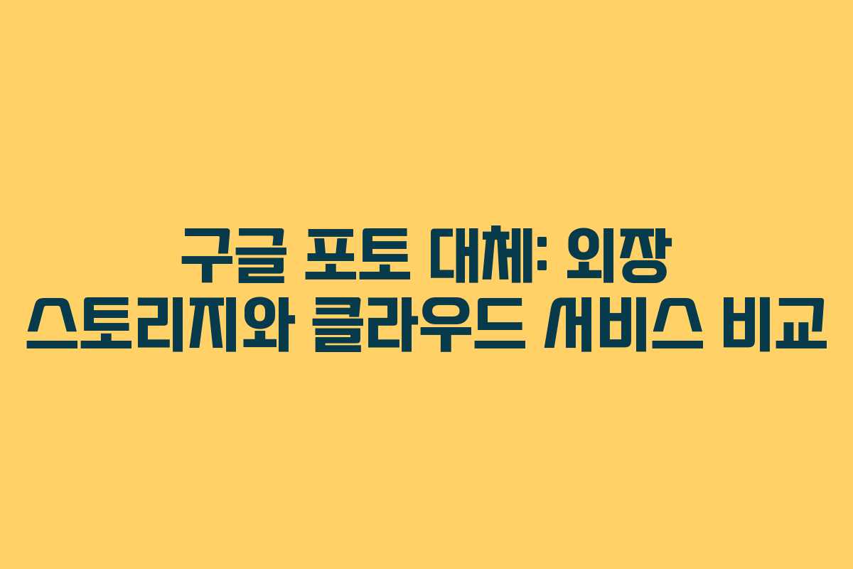 구글 포토 대체: 외장 스토리지와 클라우드 서비스 비교