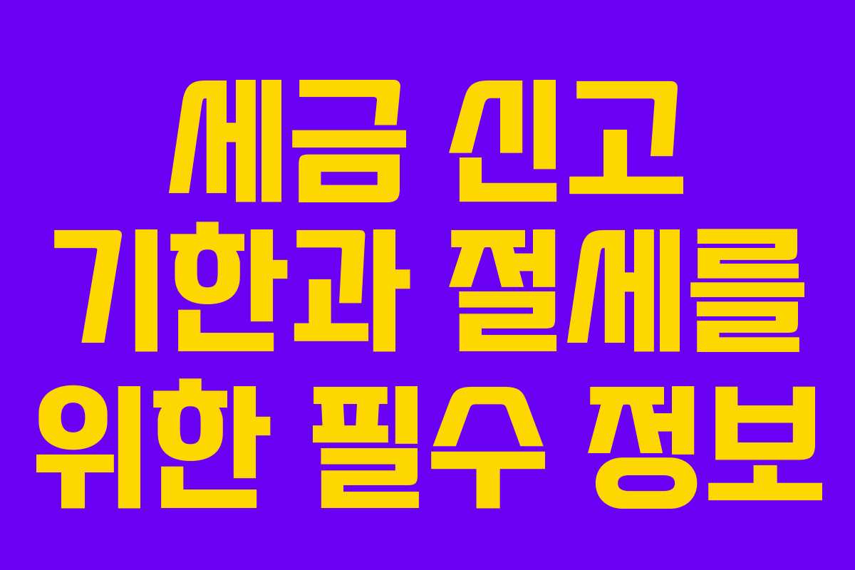 세금 신고 기한과 절세를 위한 필수 정보