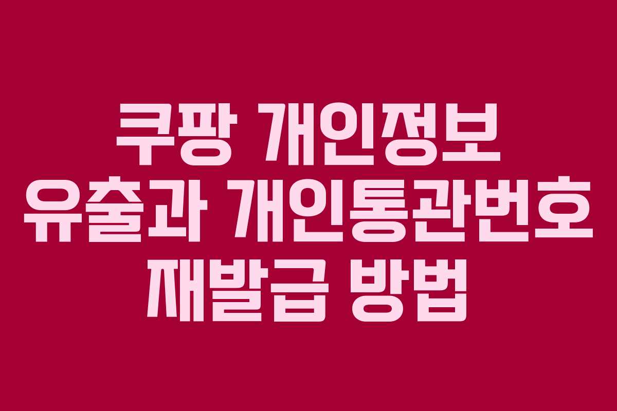 쿠팡 개인정보 유출과 개인통관번호 재발급 방법