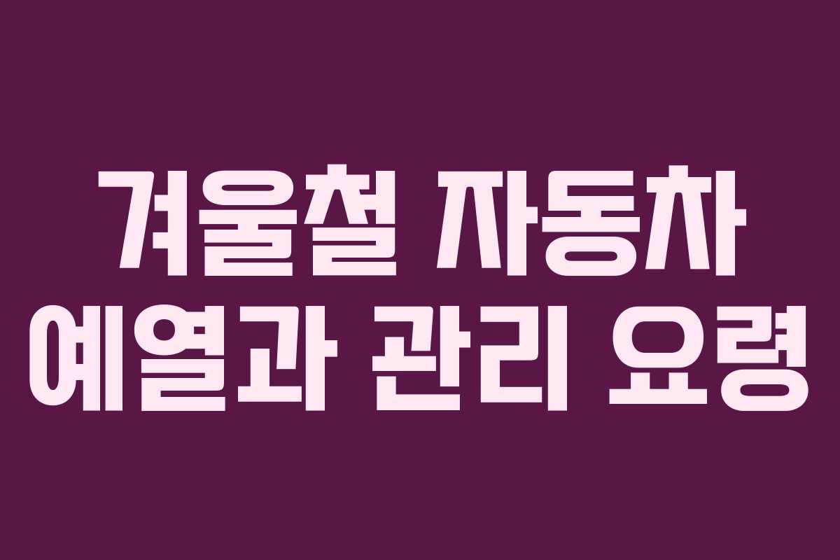 겨울철 자동차 예열과 관리 요령